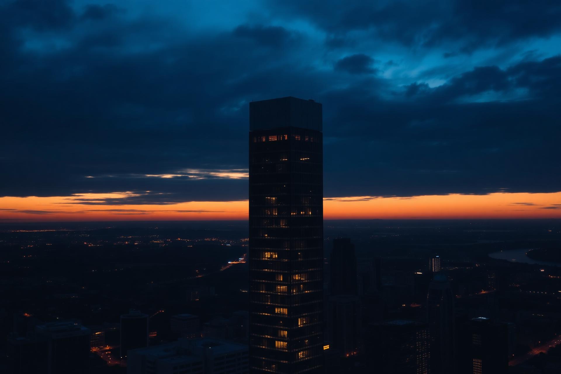 Corporate skyline at dusk